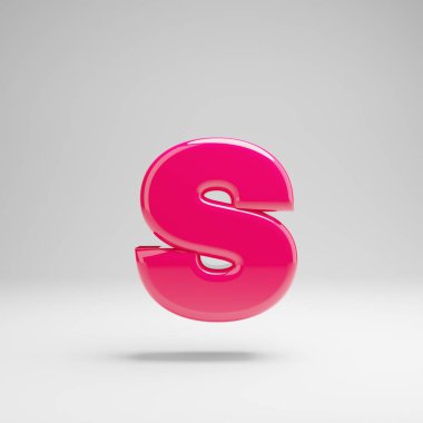 Beyaz arka planda yalıtılmış parlak pembe küçük harf S.