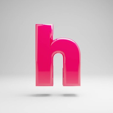 Beyaz arka planda izole edilmiş parlak pembe küçük harf li h harfi.