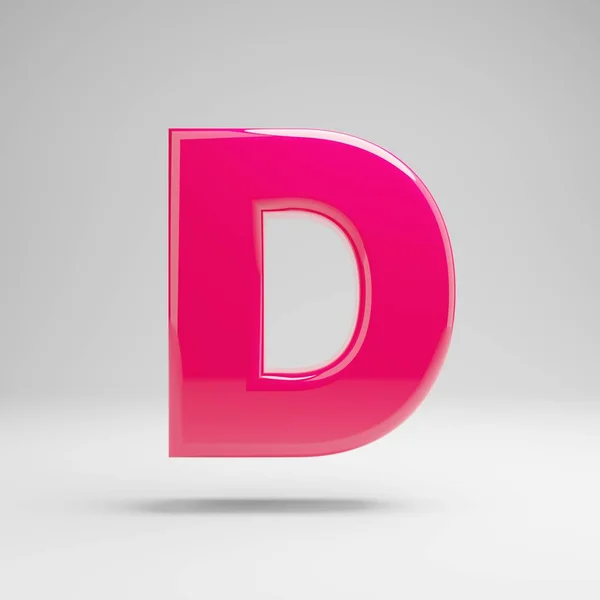 Glossy pink uppercase letter D isolated on white background. — Stock Photo, Image