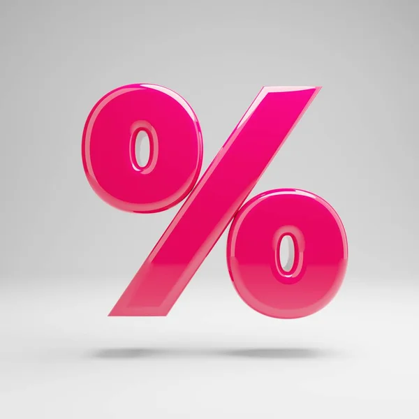 Brilhante símbolo percentual rosa isolado no fundo branco . — Fotografia de Stock