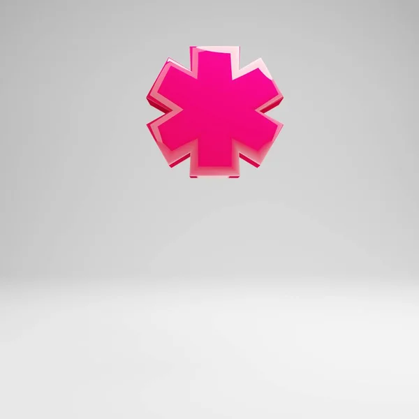 Glossy pink asterisk symbol isolated on white background. — Stock Photo, Image