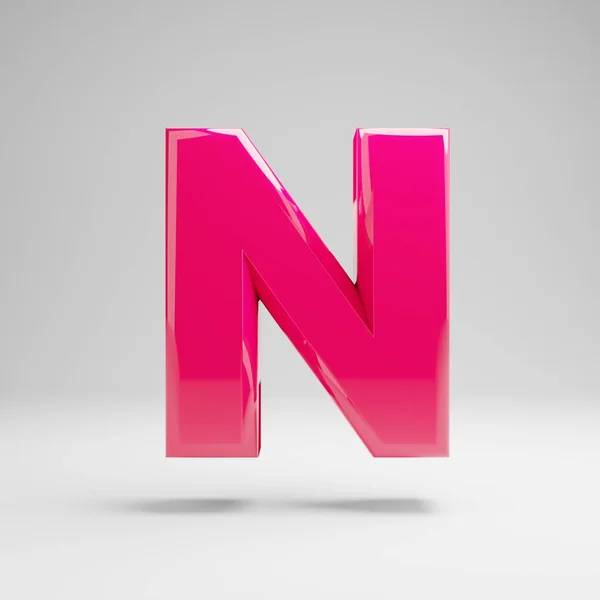 Glanzende roze hoofdletter N geïsoleerd op witte achtergrond. — Stockfoto