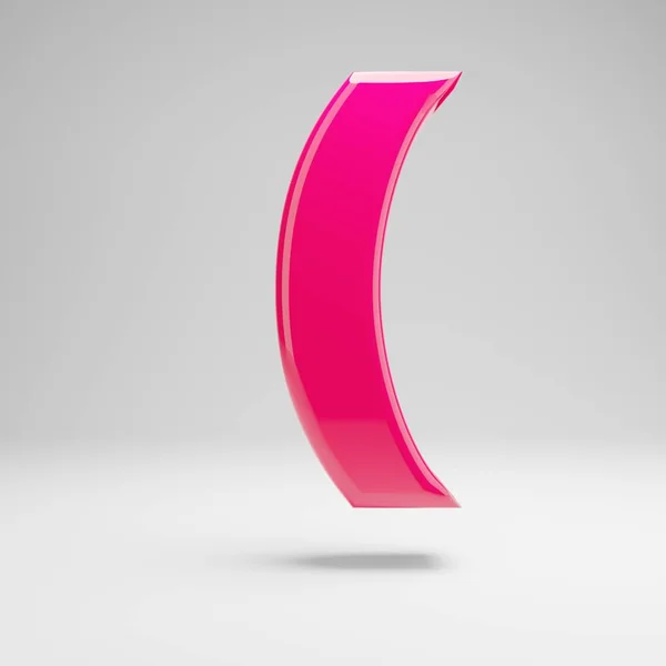 光沢のあるピンクの丸いブラケットのシンボルは、白い背景に分離されています. — ストック写真