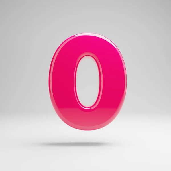 Γυαλιστερό ροζ αριθμός 0 απομονώνεται σε λευκό φόντο. — Φωτογραφία Αρχείου