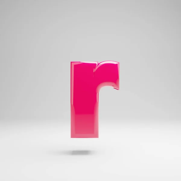 Глянцева рожева нижня літера R ізольована на білому тлі . — стокове фото