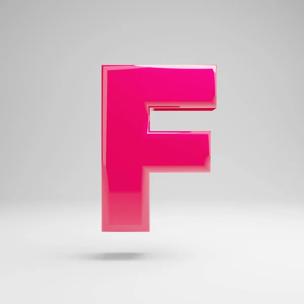 白色背景上隔离的光泽粉红色大写字母 F. — 图库照片