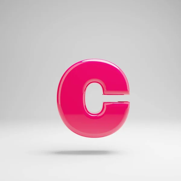 Lettere minuscole rosa lucido C isolate su sfondo bianco . — Foto Stock