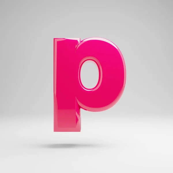Lustroso rosa letra minúscula P isolado no fundo branco . — Fotografia de Stock