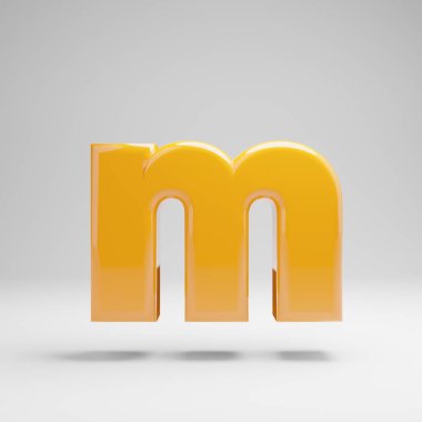 Beyaz arka planda izole edilmiş parlak sarı küçük harf M.