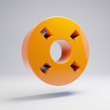 Beyaz arka planda yalıtılmış Volumetric parlak sıcak turuncu yaşam halkası simgesi.