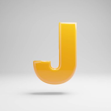 Beyaz arka planda izole edilmiş parlak sarı büyük harf J.