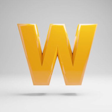 Beyaz arka planda yalıtılmış parlak sarı büyük harf W.