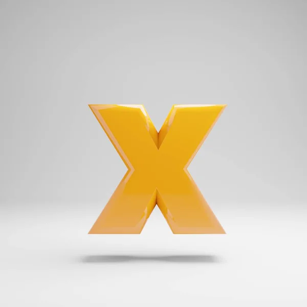 Lustroso amarelo letra minúscula X isolado no fundo branco . — Fotografia de Stock