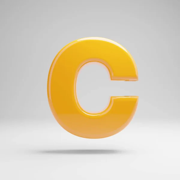 Błyszcząca żółta Wielka litera C na białym tle. — Zdjęcie stockowe