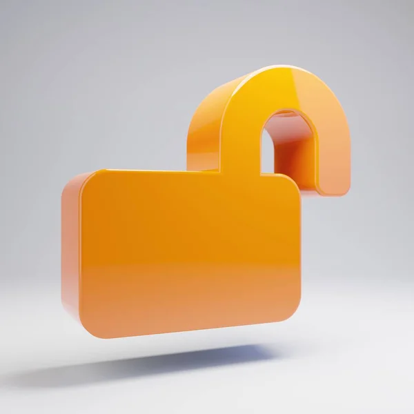 Volumetric glossy hot orange Lock Open icon isolated on white background. — Stock Photo, Image