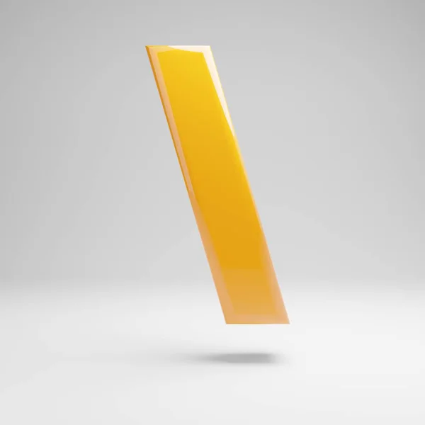 Glossy yellow back slash symbol isolated on white background.