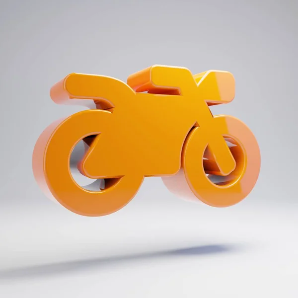 Objemový lesklý oranžový symbol motocyklu izolovaný na bílém pozadí. — Stock fotografie