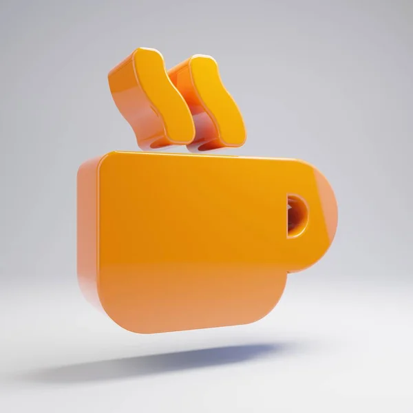 Volymetrisk glänsande varm orange mugg hot ikon isolerad på vit bakgrund. — Stockfoto