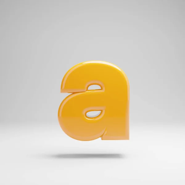Glanzende gele kleine letter A geïsoleerd op witte achtergrond. — Stockfoto