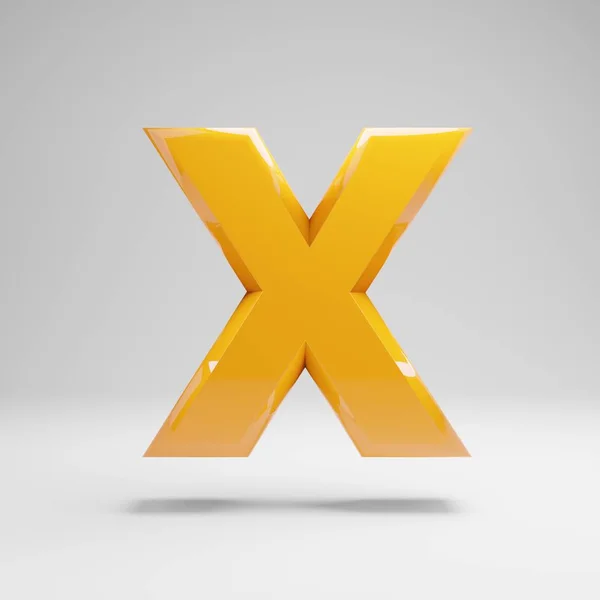 Lettre majuscule jaune brillant X isolée sur fond blanc . — Photo