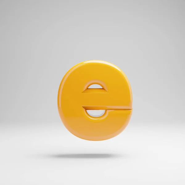 Malé lesklé žluté písmeno E izolované na bílém pozadí. — Stock fotografie