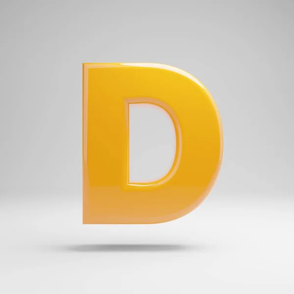 Lettre D majuscule jaune brillant isolé sur fond blanc . — Photo