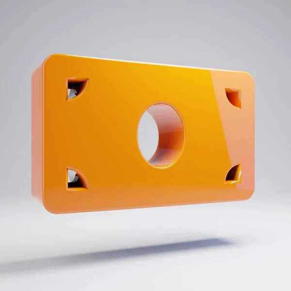 Volumetrische glänzende orange Geldschein-Symbol isoliert auf weißem Hintergrund. — Stockfoto