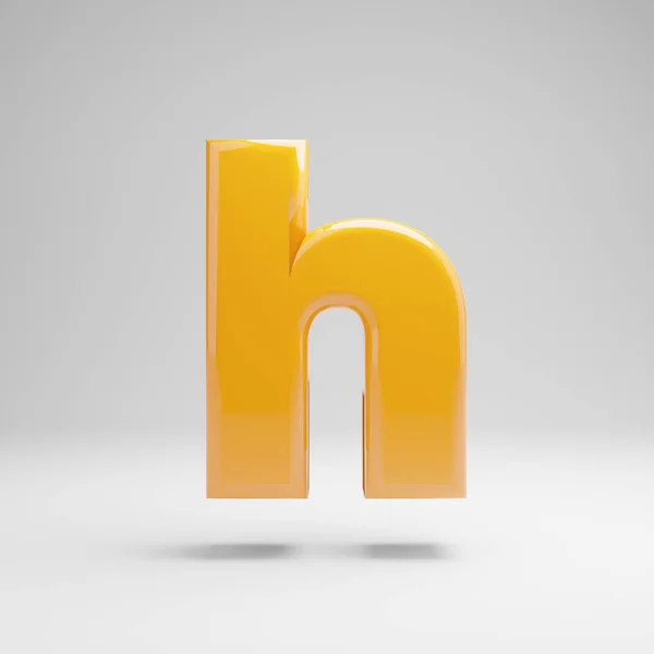 Glossy yellow lowercase letter H isolated on white background. — Stock Photo, Image