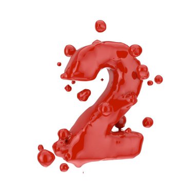 Kırmızı kan numarası 2 beyaz arka planda izole