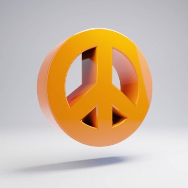 Beyaz arka planda yalıtılmış Volumetric parlak sıcak turuncu barış simgesi.