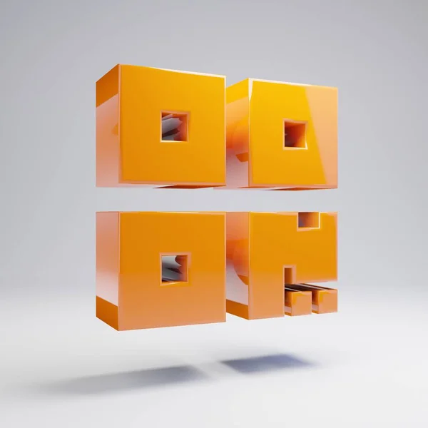 Ícone de código QR laranja quente brilhante volumétrico isolado no fundo branco . — Fotografia de Stock