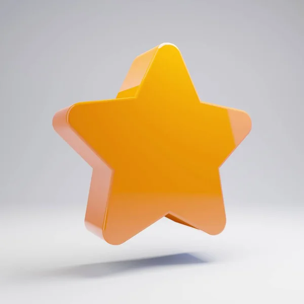 Volymetrisk glänsande varm orange stjärn ikon isolerad på vit bakgrund. — Stockfoto