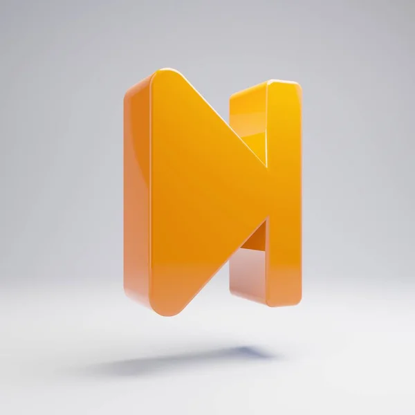 Volumetric glossy hot orange Step Forward icon isolated on white background.