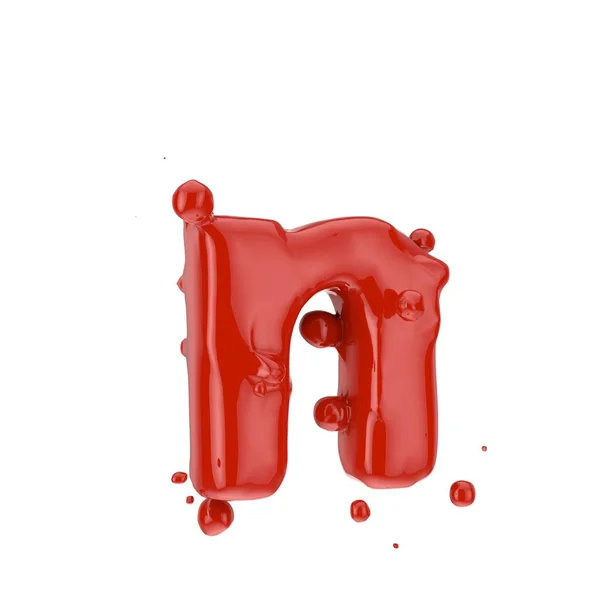 Κόκκινο αίμα πεζό γράμμα N απομονώνεται σε λευκό φόντο — Φωτογραφία Αρχείου