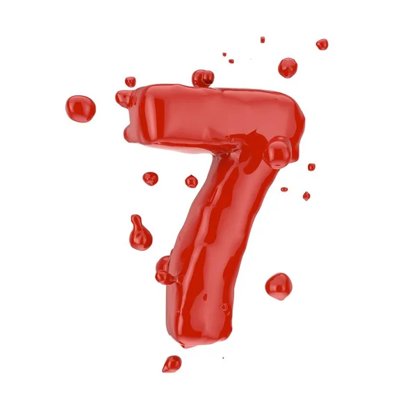 Sangue vermelho número 7 isolado sobre fundo branco — Fotografia de Stock