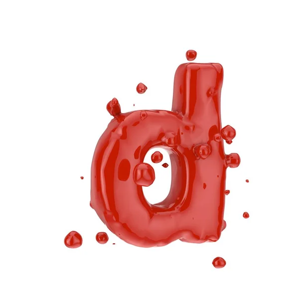 Rött blod gemen bokstav D isolerad på vit bakgrund — Stockfoto