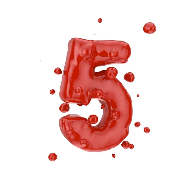 Czerwona liczba krwinek 5 wyizolowana na białym tle — Zdjęcie stockowe