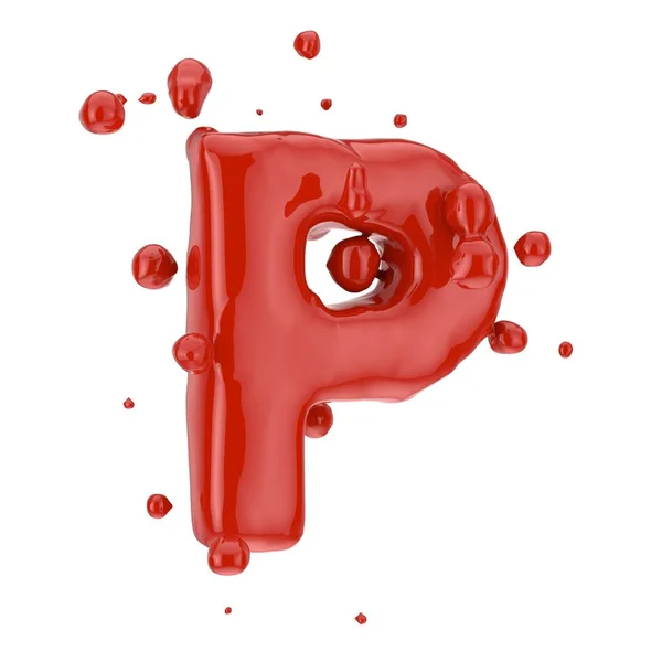 Röda blod versaler bokstaven P isolerad på vit bakgrund — Stockfoto