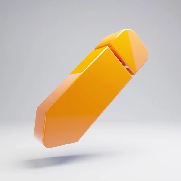 Ογκομετρικό γυαλιστερό καυτό πορτοκαλί εικονίδιο πένας απομονωμένο σε λευκό φόντο. — Φωτογραφία Αρχείου