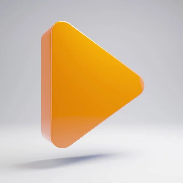 Volumetric glossy hot orange Play icon isolated on white background. — Stock Photo, Image
