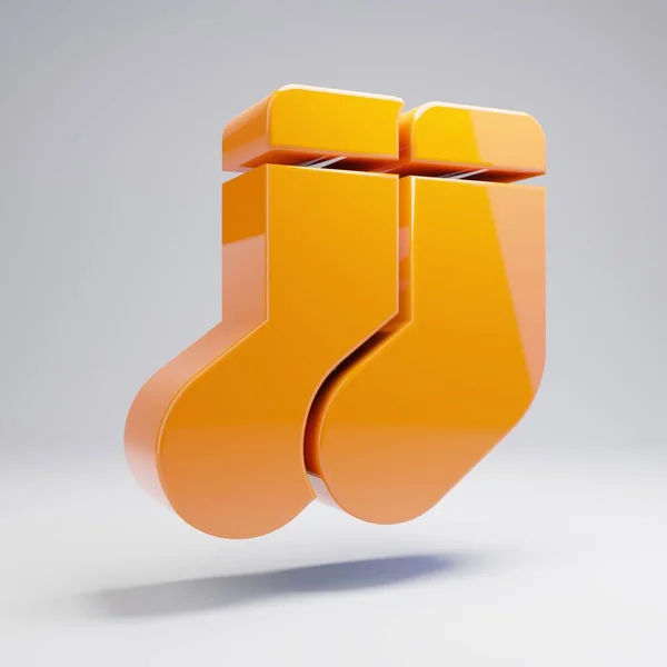 Ογκομετρικό γυαλιστερό καυτό πορτοκαλί εικονίδιο κάλτσες απομονωθεί σε λευκό φόντο. — Φωτογραφία Αρχείου