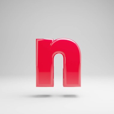 Beyaz arka planda izole parlak neon pembe küçük harf N.