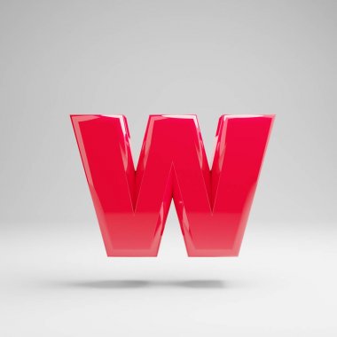 Beyaz arka planda izole parlak neon pembe küçük harf W.