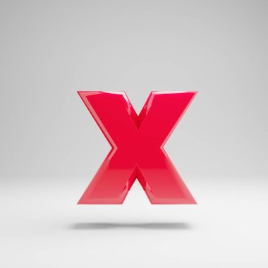 Beyaz arka planda izole parlak neon pembe küçük harf X.