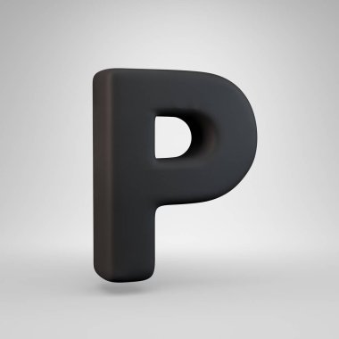 Siyah kauçuk büyük harf P beyaz arka plan üzerinde izole.