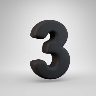 Siyah kauçuk sayısı 3 beyaz arka plan üzerinde izole.