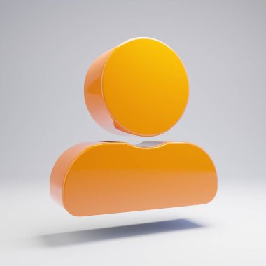 Beyaz arka planda izole hacimsel parlak sıcak turuncu kullanıcı simgesi.