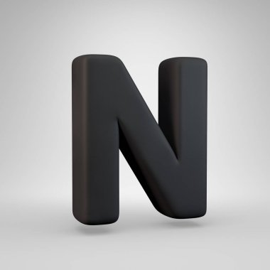 Siyah kauçuk büyük harf N beyaz arka plan üzerinde izole.