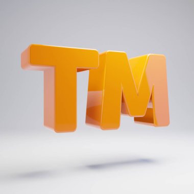 Beyaz arka planda izole hacimsel parlak sıcak turuncu marka simgesi.