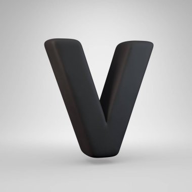 Siyah kauçuk büyük harf V beyaz arka plan üzerinde izole.
